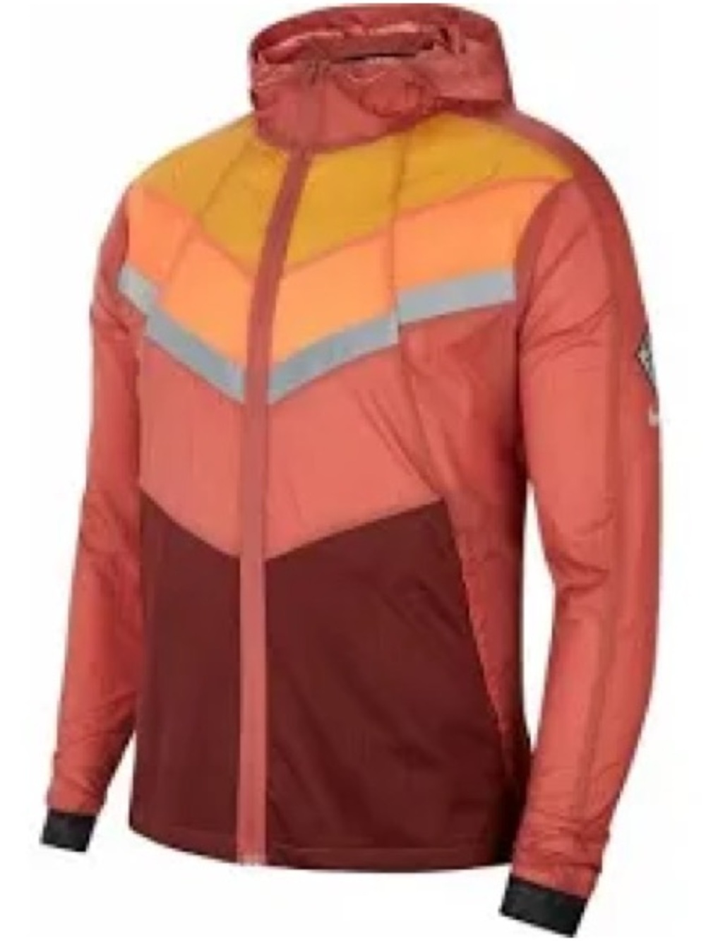 Nike Men's Colorblock Windbreaker Jacket in Rust, Yellow & Burgundy